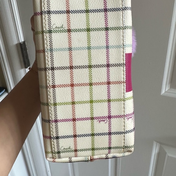 Coach Pink and Cream Plaid Shoulder Bag - Picture 8 of 10
